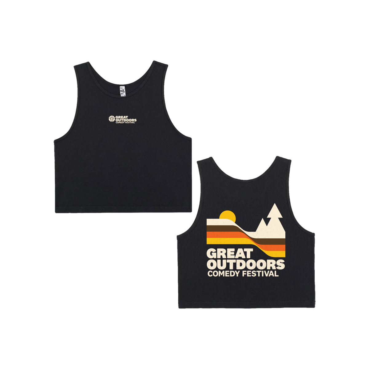 Ladies Retro Mid Crop Tank Top - Black